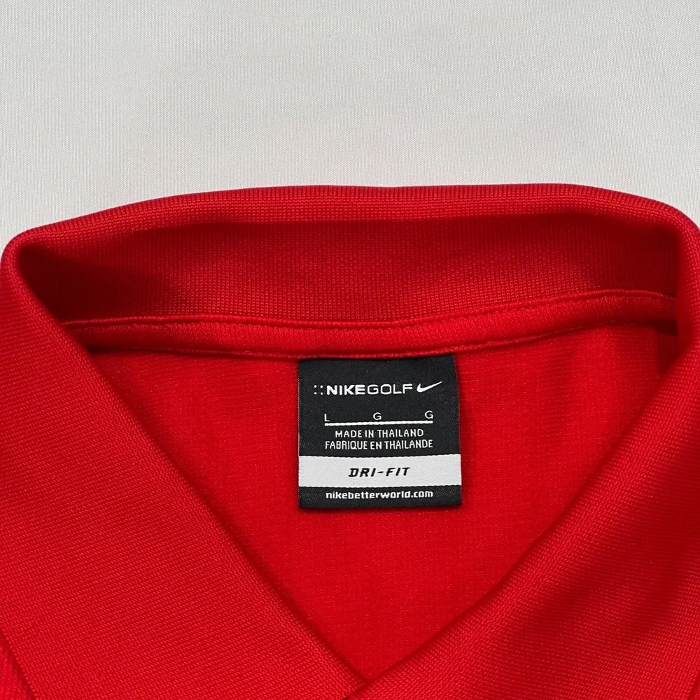 Nike Golf Polo Shirt Mens Large Red Dri-FIT Tonal Stripe Short Sleeve 244620-625